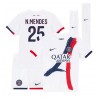 Paris Saint-Germain Nuno Mendes #25 Bortaställ Barn 2024-25 Korta ärmar (+ Korta byxor)